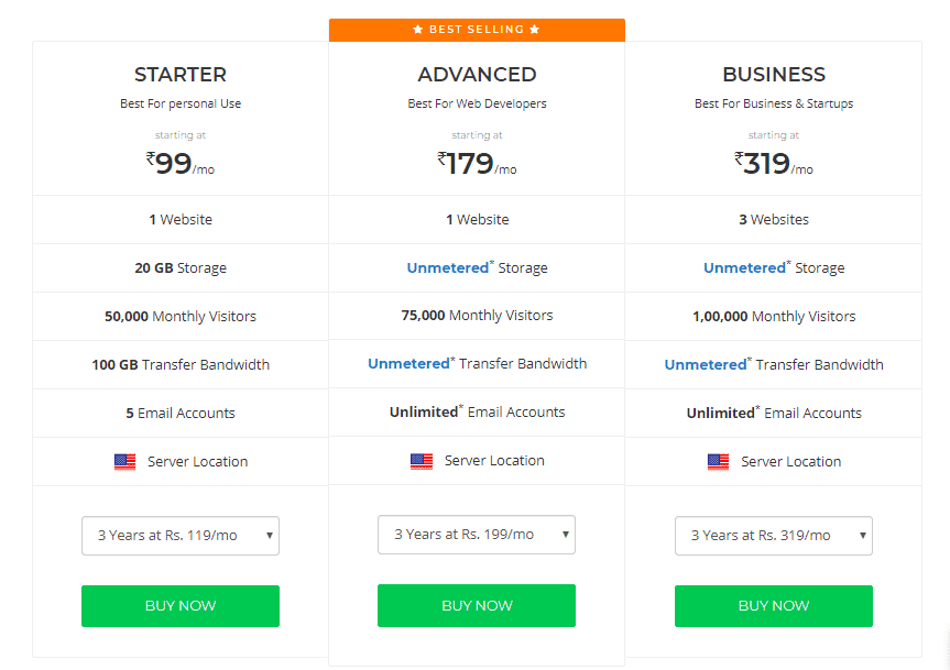 BigRock Hosting Pricing and Features
